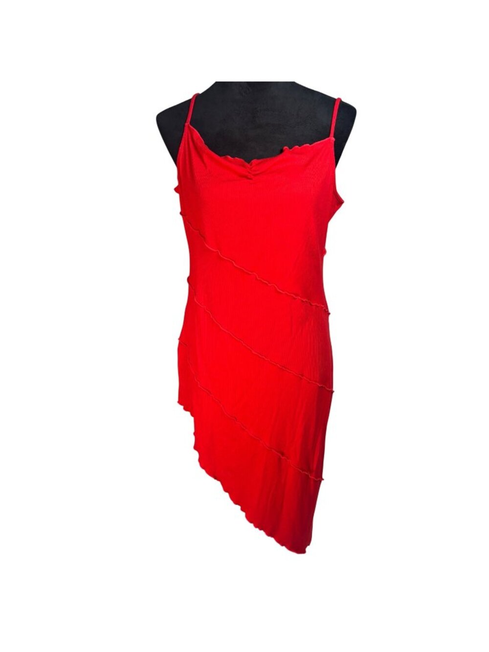HALARA Red Bodycon High Low Midi Dress Large